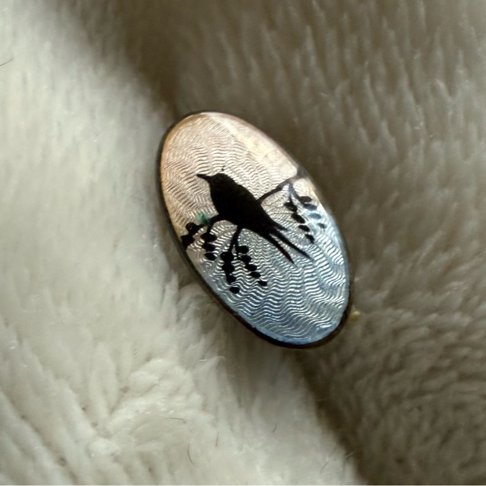 Vintage Scandanavian Oval Bird Silhouette Brooch